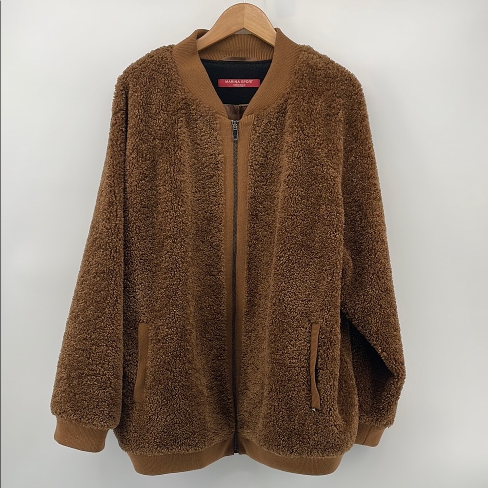 Marina Rinaldi Sport Faux Fur Teddy Coat in Brown 22 A5